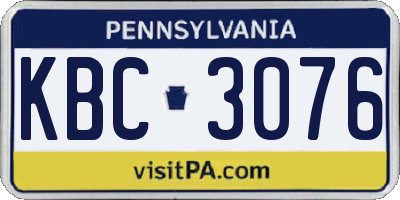 PA license plate KBC3076
