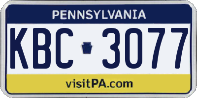 PA license plate KBC3077