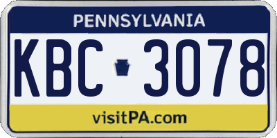 PA license plate KBC3078