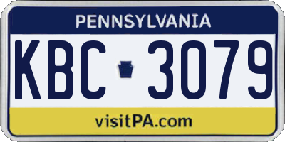 PA license plate KBC3079
