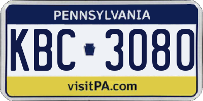 PA license plate KBC3080