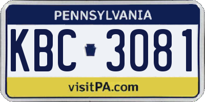 PA license plate KBC3081