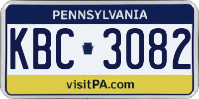 PA license plate KBC3082