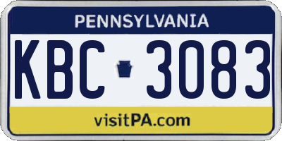 PA license plate KBC3083