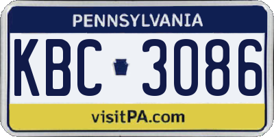 PA license plate KBC3086