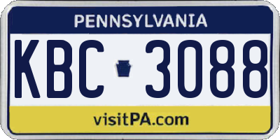 PA license plate KBC3088