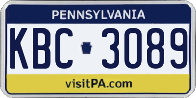 PA license plate KBC3089