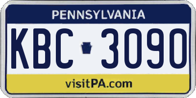 PA license plate KBC3090