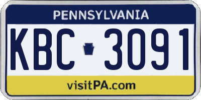 PA license plate KBC3091