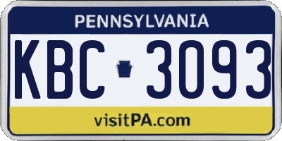 PA license plate KBC3093