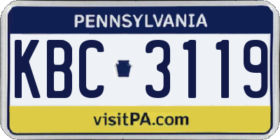 PA license plate KBC3119