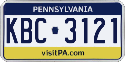 PA license plate KBC3121