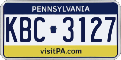 PA license plate KBC3127