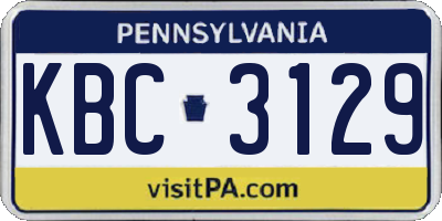 PA license plate KBC3129