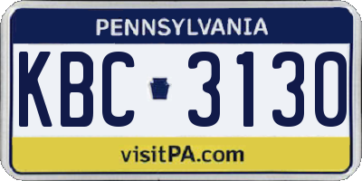 PA license plate KBC3130