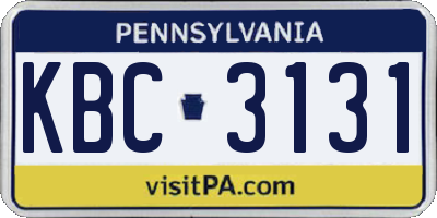 PA license plate KBC3131