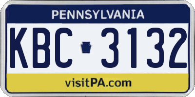PA license plate KBC3132