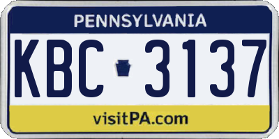 PA license plate KBC3137