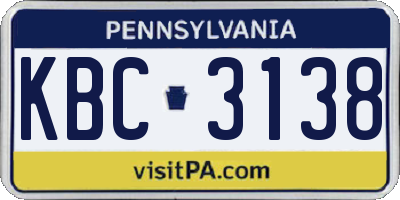 PA license plate KBC3138