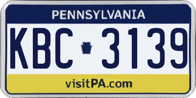 PA license plate KBC3139