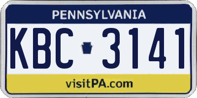 PA license plate KBC3141