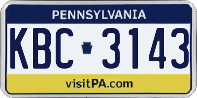 PA license plate KBC3143