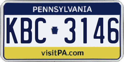 PA license plate KBC3146
