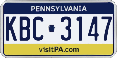PA license plate KBC3147