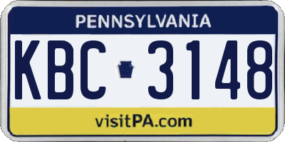 PA license plate KBC3148