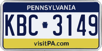 PA license plate KBC3149
