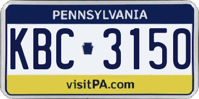 PA license plate KBC3150