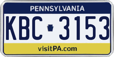 PA license plate KBC3153
