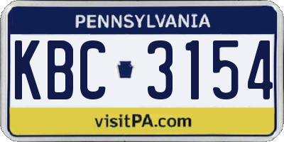 PA license plate KBC3154