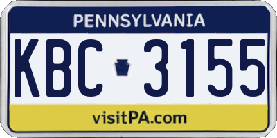 PA license plate KBC3155