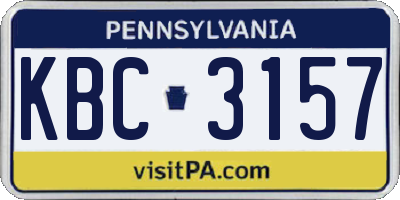 PA license plate KBC3157