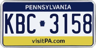 PA license plate KBC3158