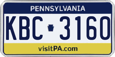 PA license plate KBC3160