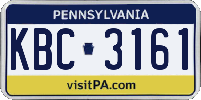 PA license plate KBC3161