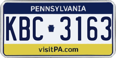 PA license plate KBC3163