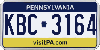PA license plate KBC3164