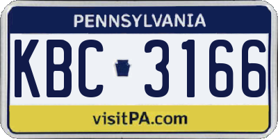 PA license plate KBC3166