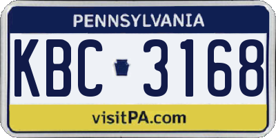 PA license plate KBC3168