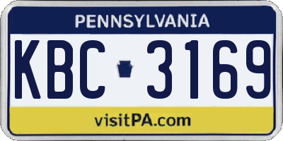 PA license plate KBC3169