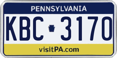 PA license plate KBC3170