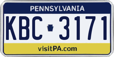 PA license plate KBC3171