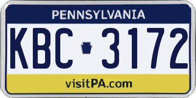 PA license plate KBC3172