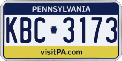 PA license plate KBC3173