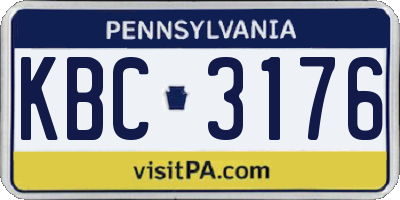 PA license plate KBC3176