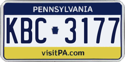 PA license plate KBC3177