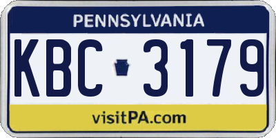 PA license plate KBC3179